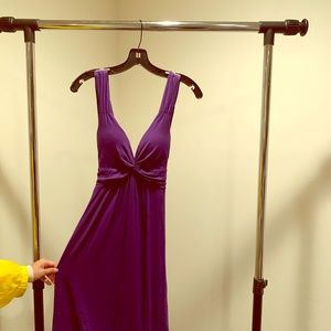 Purple deep plunge neckline dress